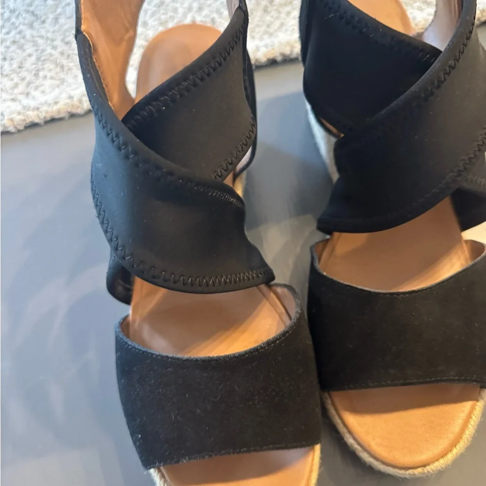 Moda Spana Black Espadrille Wedge Sandals